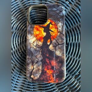 Witch Silhouette Phone Case - Black & Orange